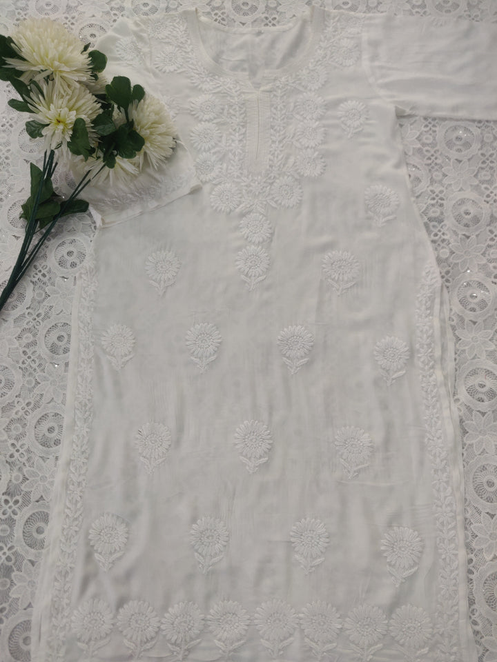 White Modal Chikankari kurta