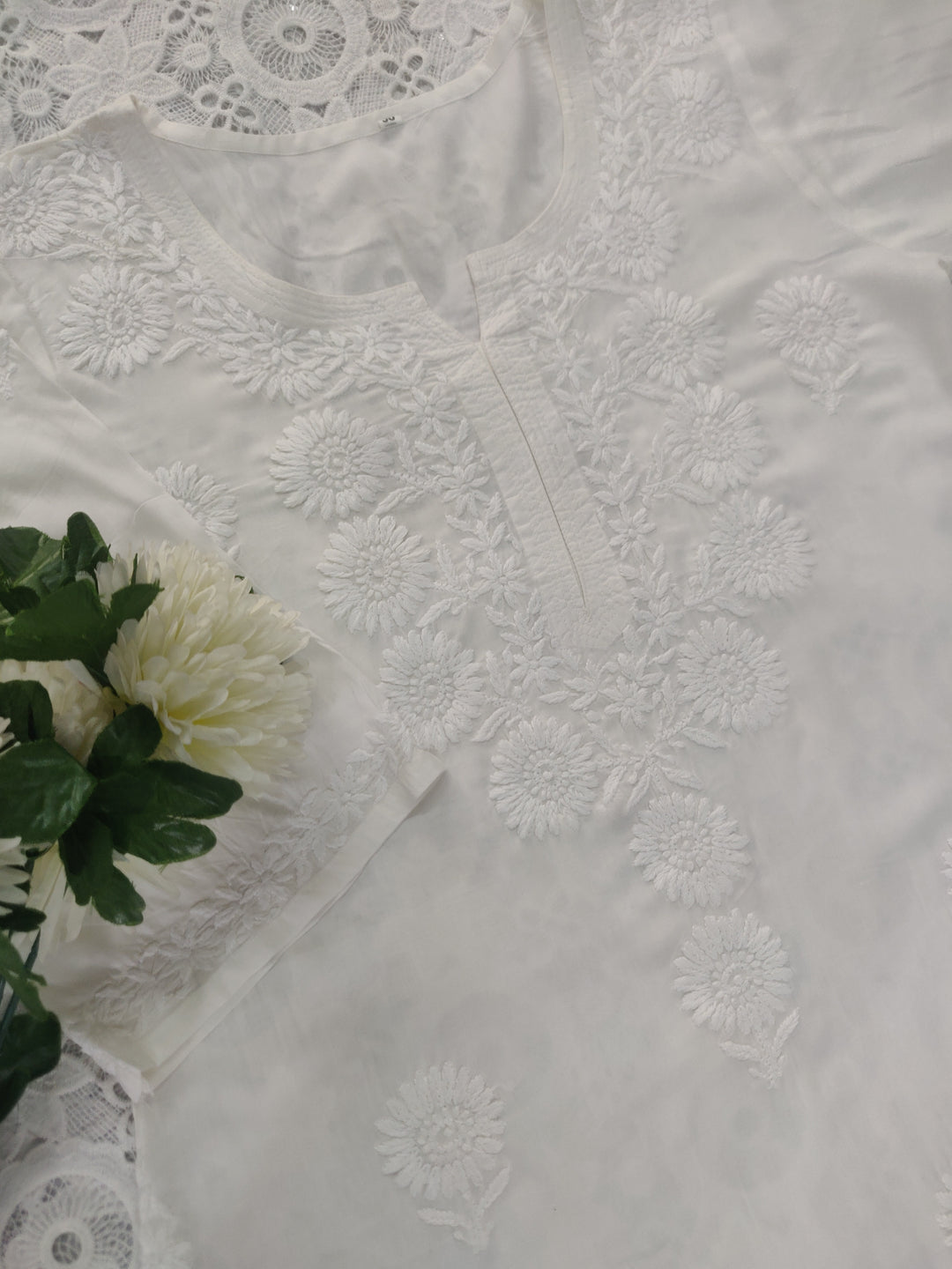 White Modal Chikankari kurta