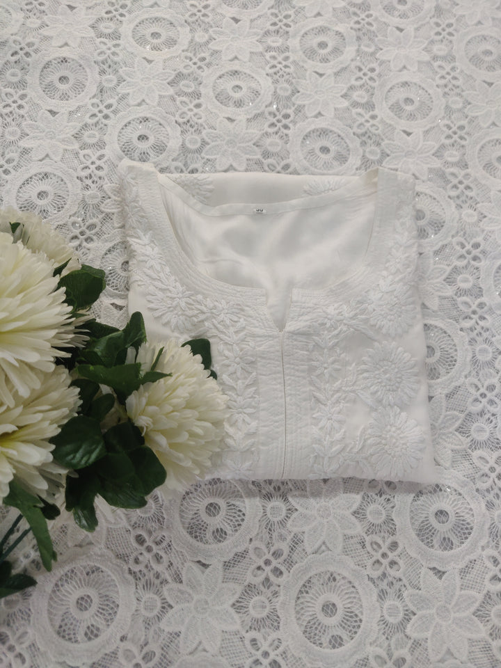White Modal Chikankari kurta