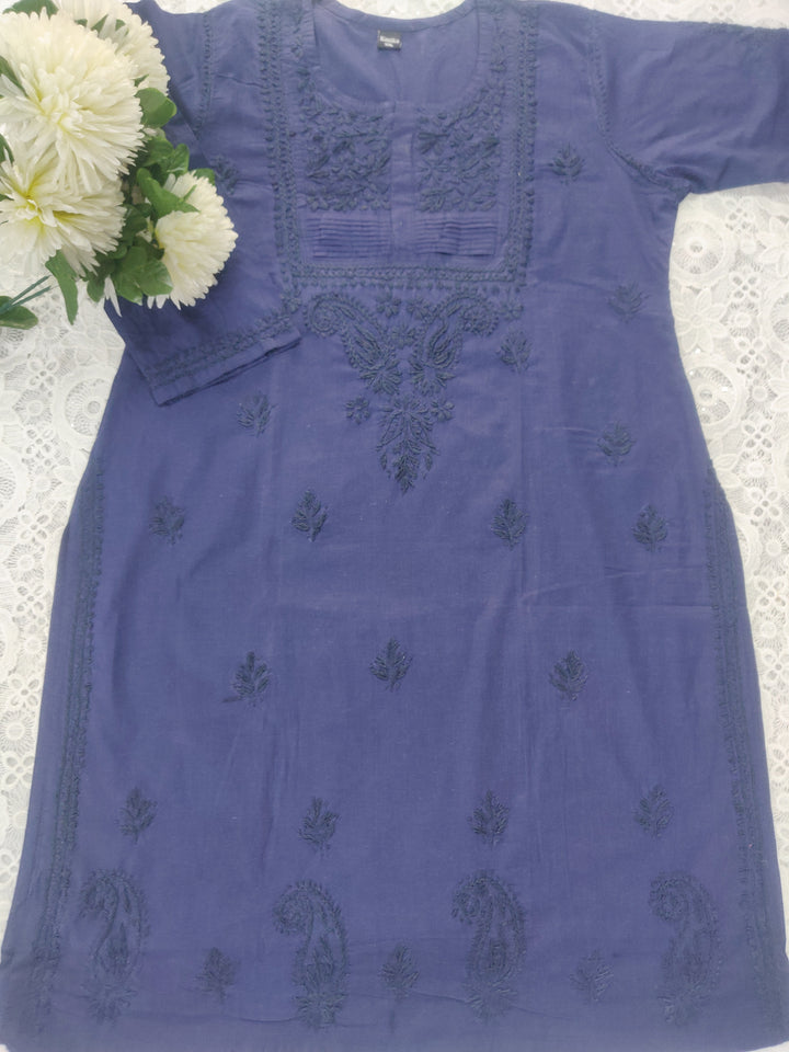 Navy Blue cotton Chikankari kurta