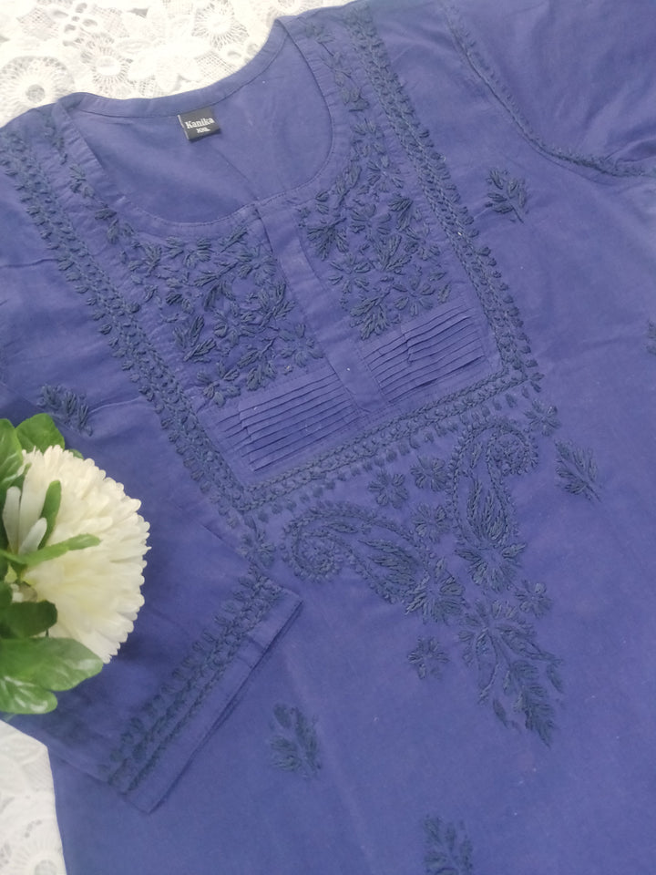 Navy Blue cotton Chikankari kurta