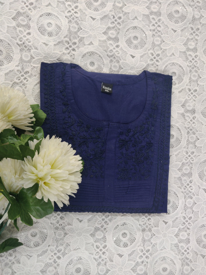 Navy Blue cotton Chikankari kurta