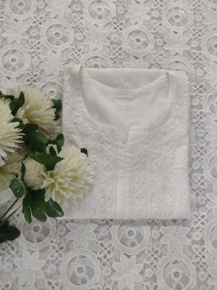 White Cotton Chikankari kurta