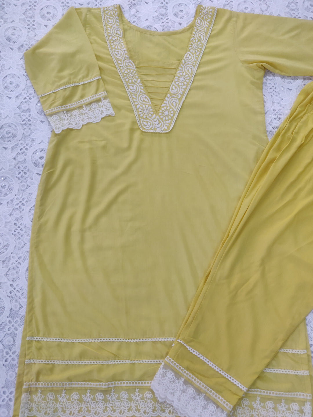 Yellow Modal Chikankari Co-ord Set