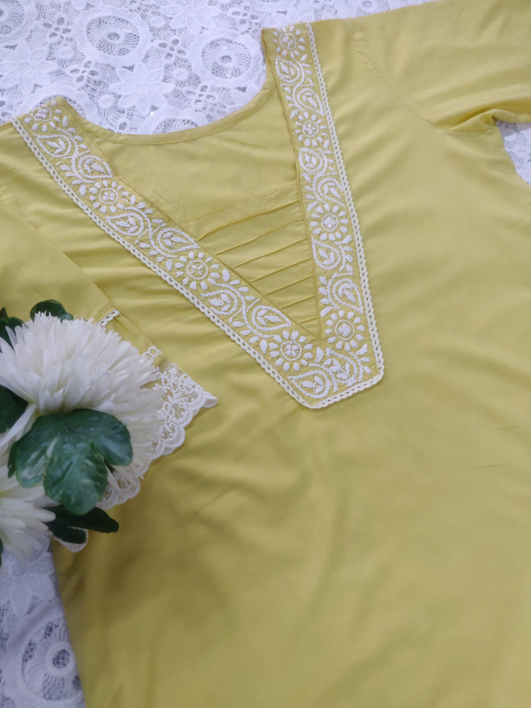 Yellow Modal Chikankari Co-ord Set