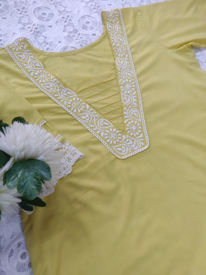Yellow Modal Chikankari Co-ord Set