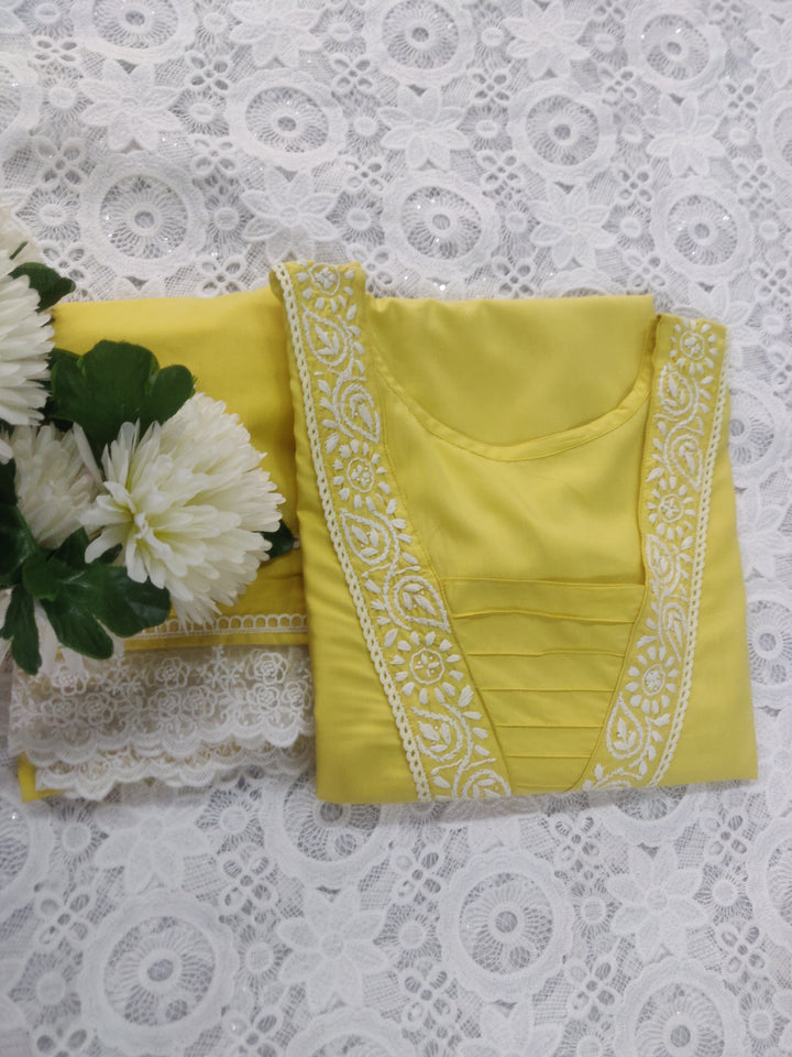 Yellow Modal Chikankari Co-ord Set