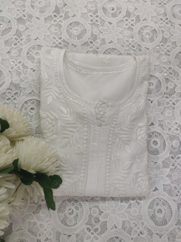 White Cotton Chikankari kurta