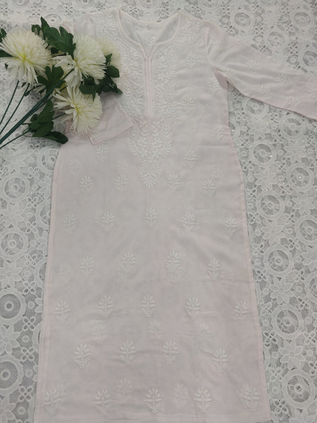 Light Pink Cotton Chikankari kurta