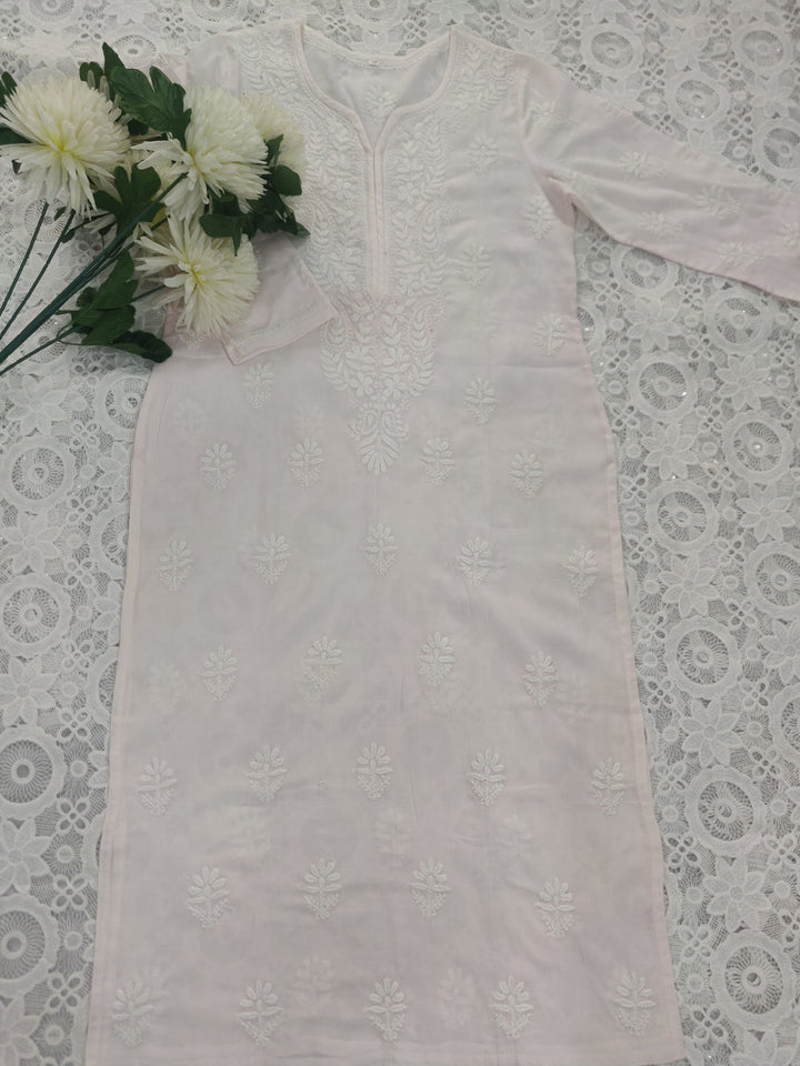 Light Pink Cotton Chikankari kurta
