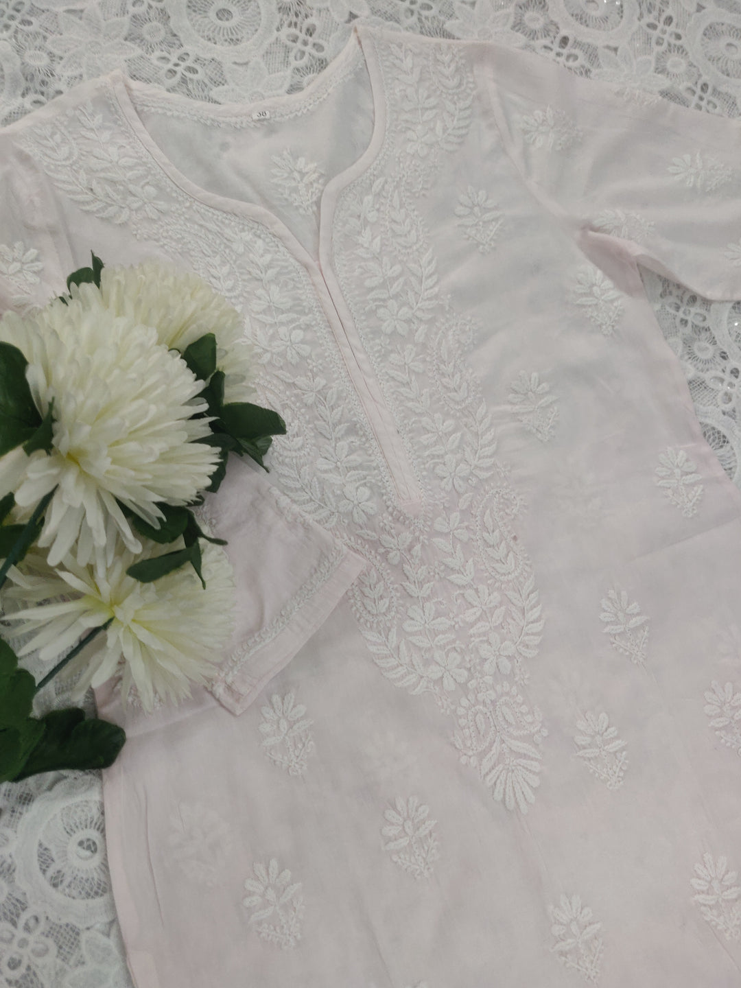 Light Pink Cotton Chikankari kurta