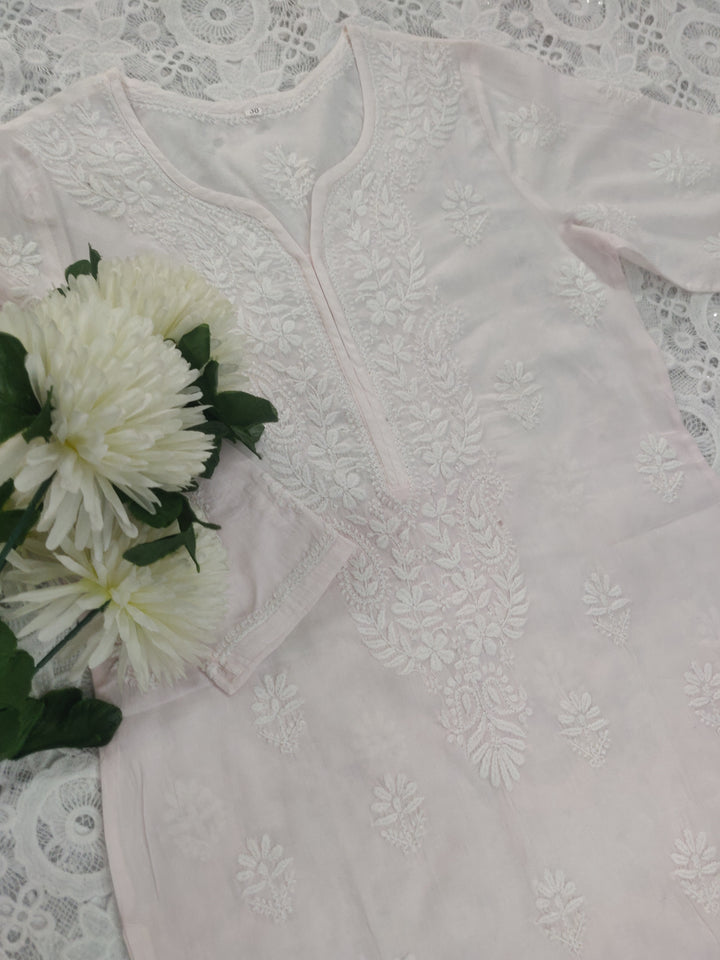 Light Pink Cotton Chikankari kurta