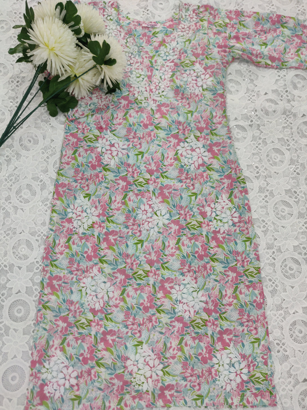 Multi Printed Cotton Chikankari kurta