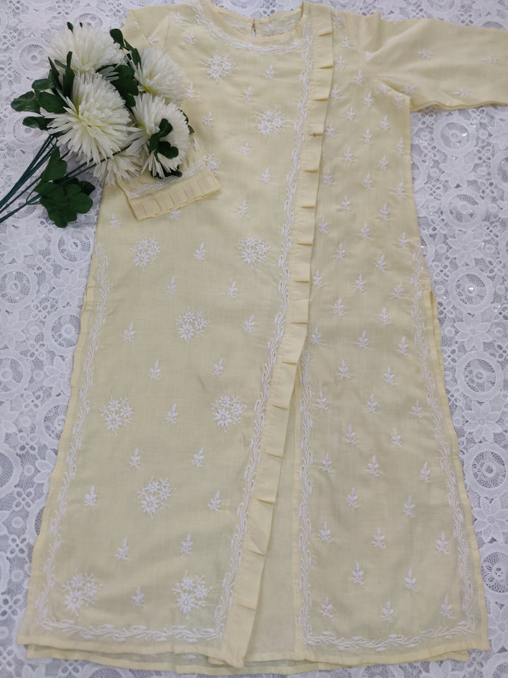 Light Yellow Cotton Chikankari kurta