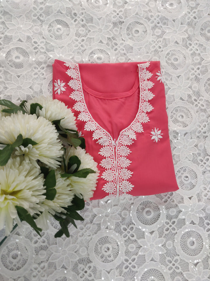 Peach Modal Chikankari kurta