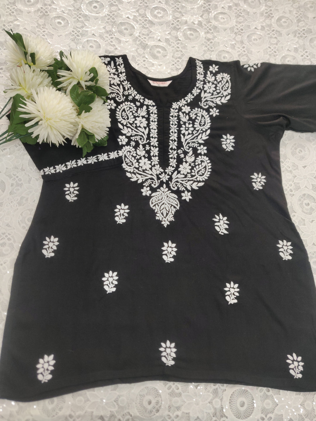Black Rayon Chikankari kurta