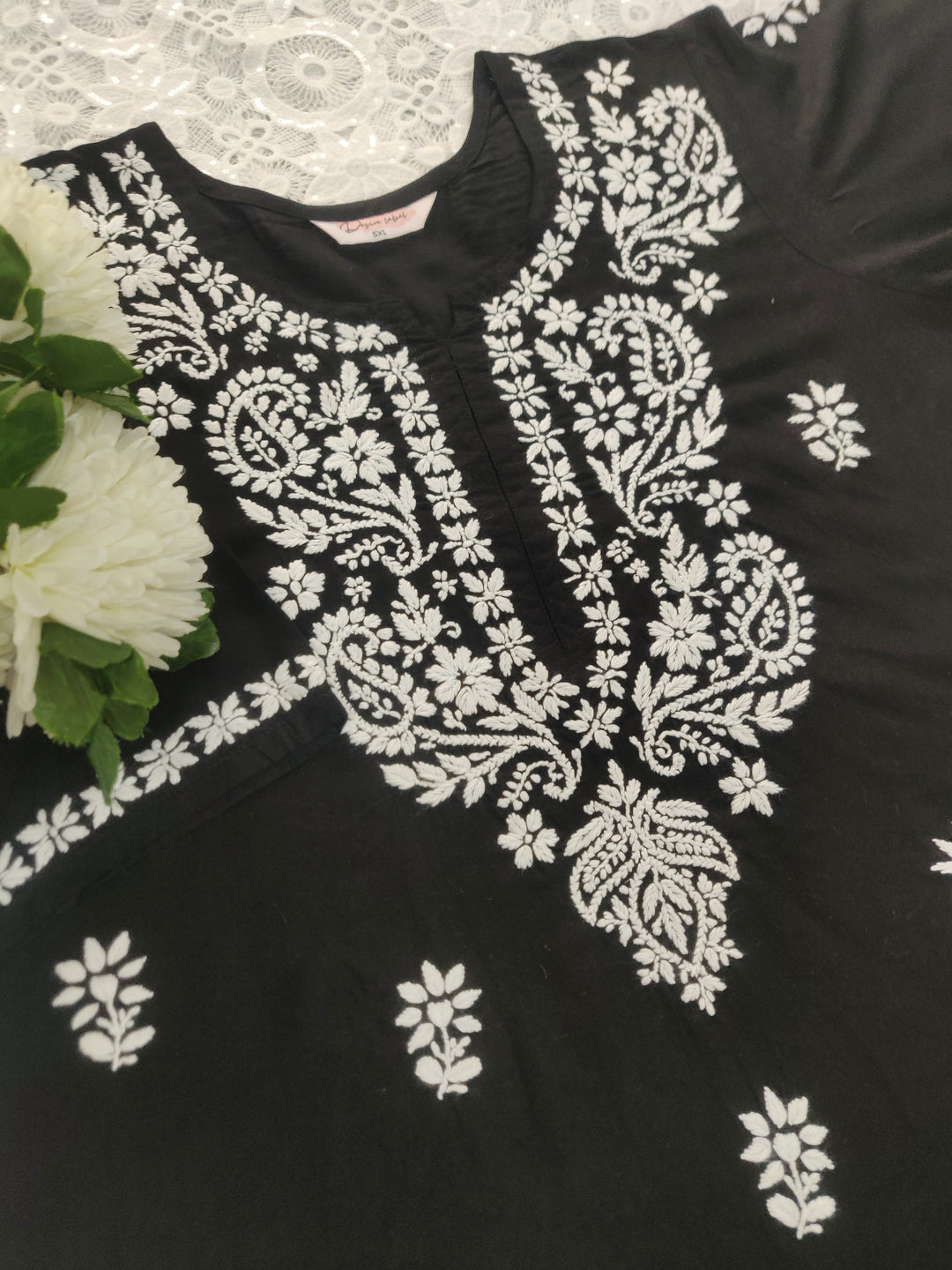 Black Rayon Chikankari kurta