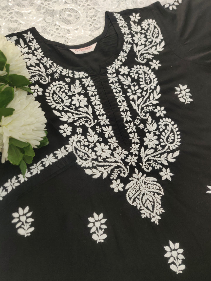 Black Rayon Chikankari kurta