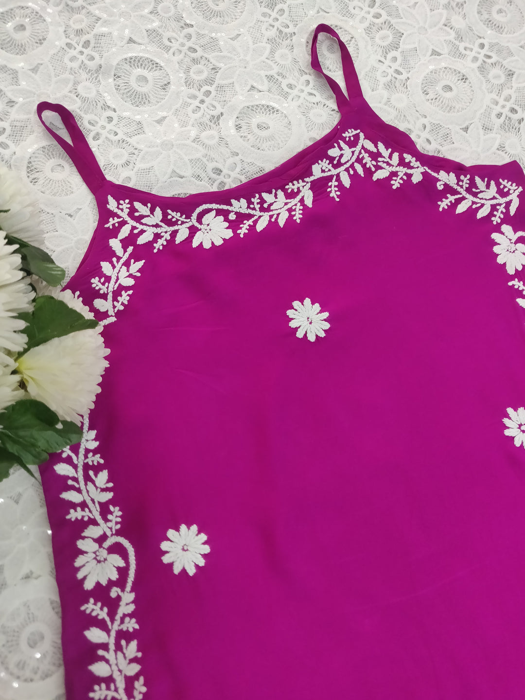 Purple Rayon Chikankari Short kurta