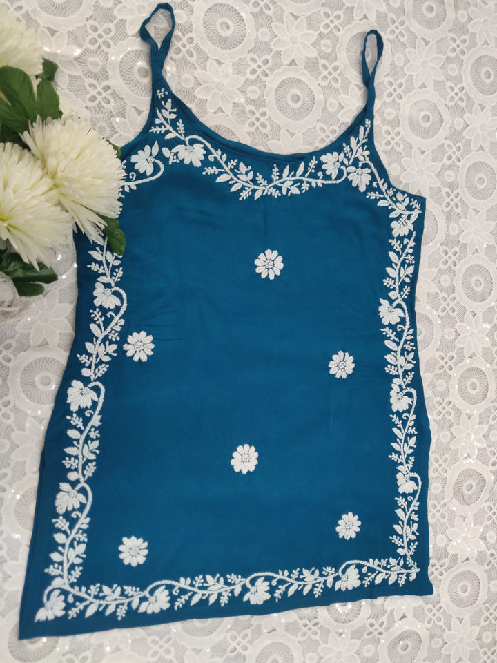 Blue Rayon Chikankari Short kurta