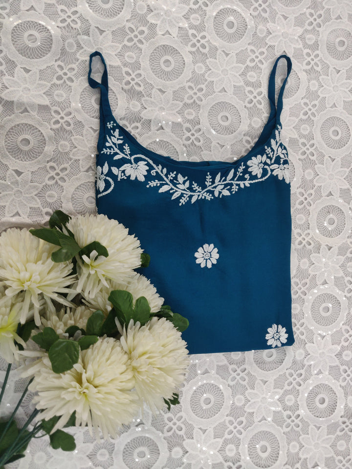 Blue Rayon Chikankari Short kurta