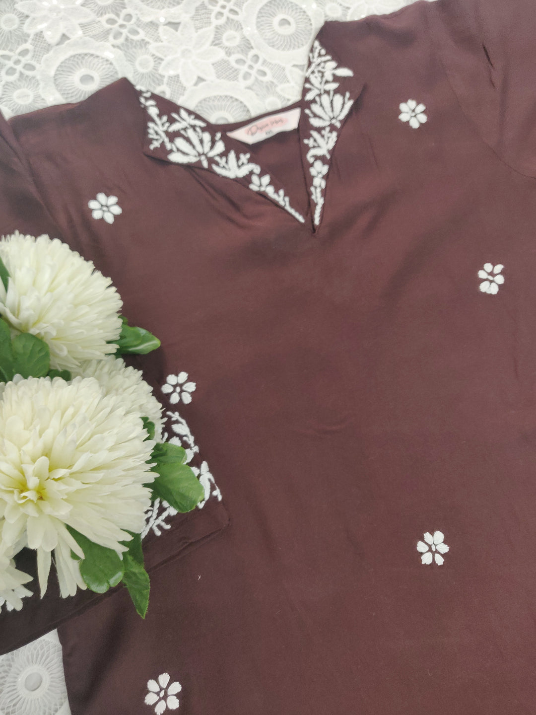 Brown Rayon Chikankari kurta