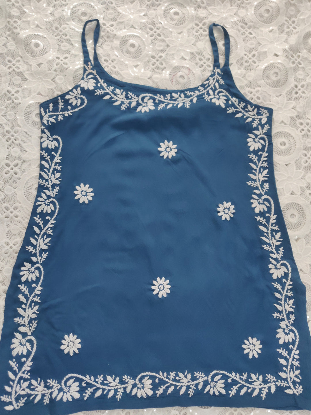 Blue Rayon Chikankari Short kurta