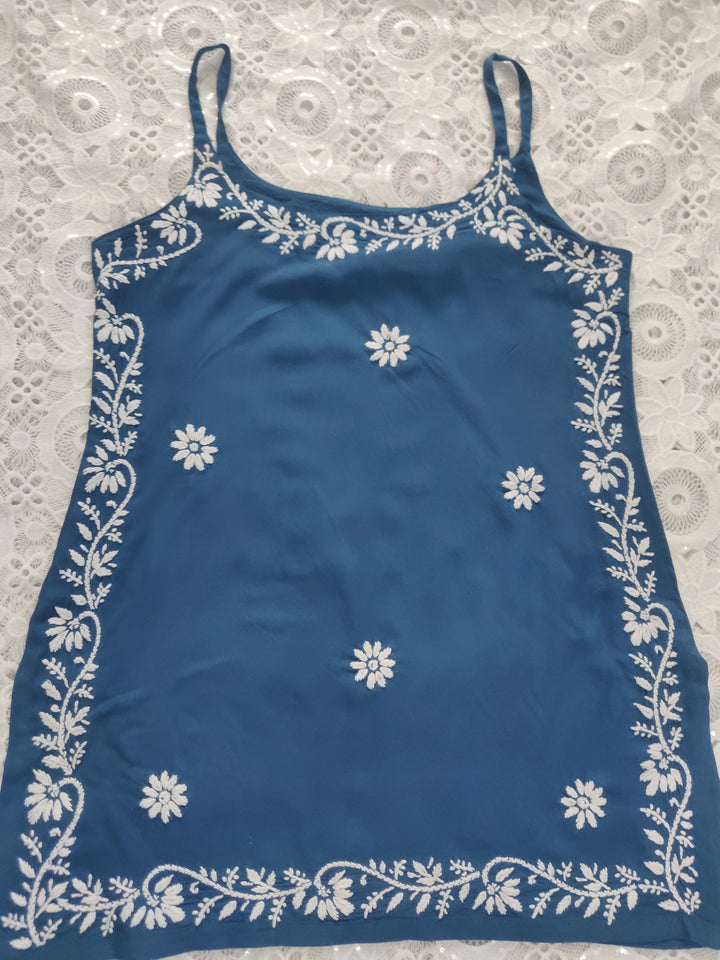 Blue Rayon Chikankari Short kurta
