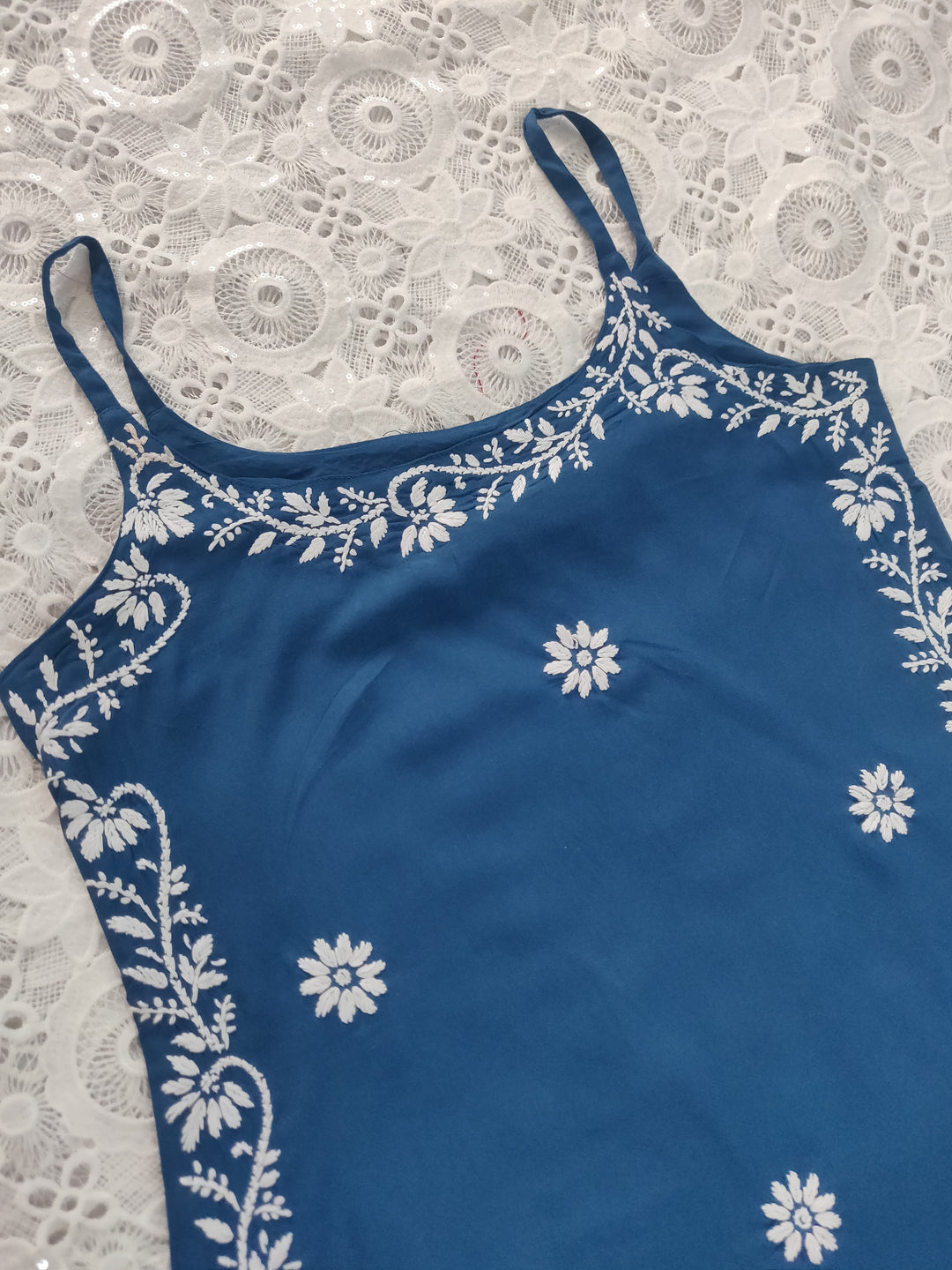 Blue Rayon Chikankari Short kurta