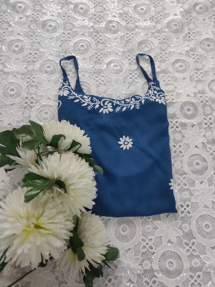Blue Rayon Chikankari Short kurta