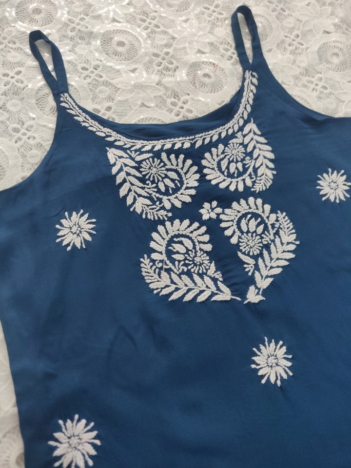 Blue Rayon Chikankari Short kurta