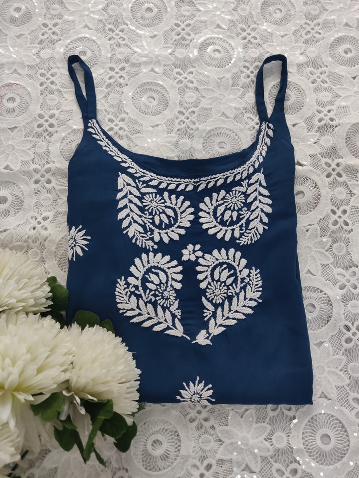 Blue Rayon Chikankari Short kurta