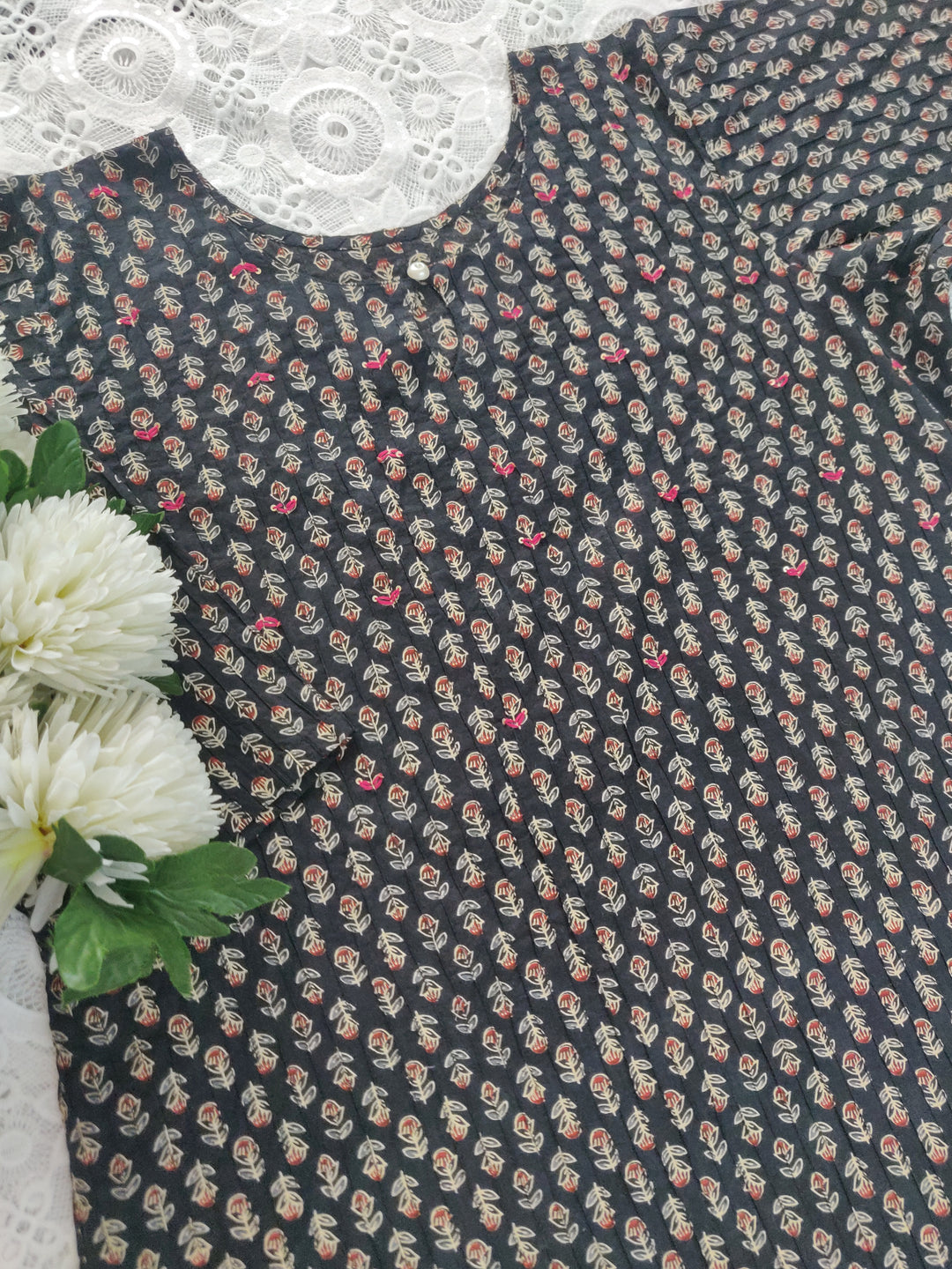 Black Printed Cotton kurta