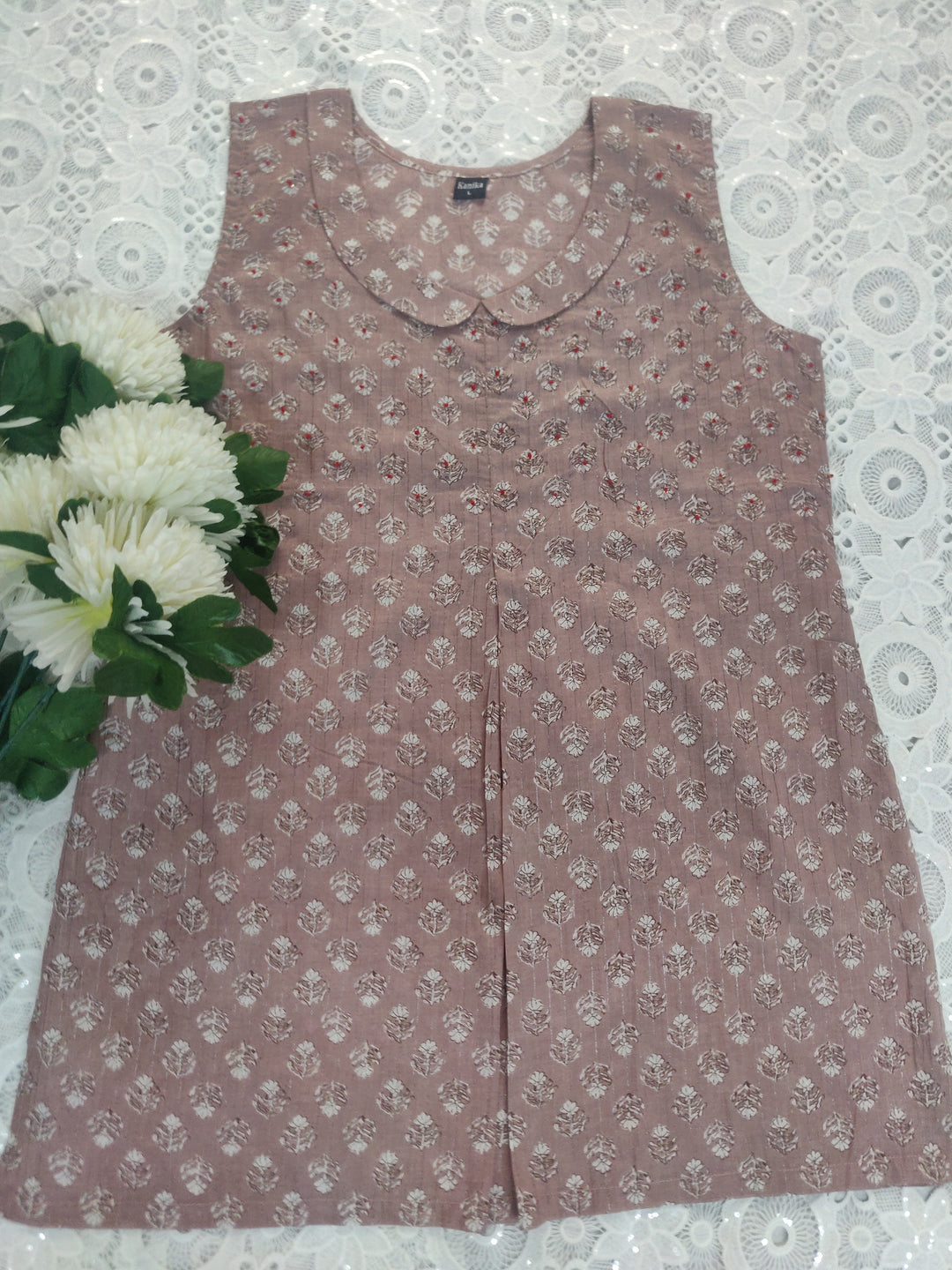 Mouve Printed Cotton Short kurta