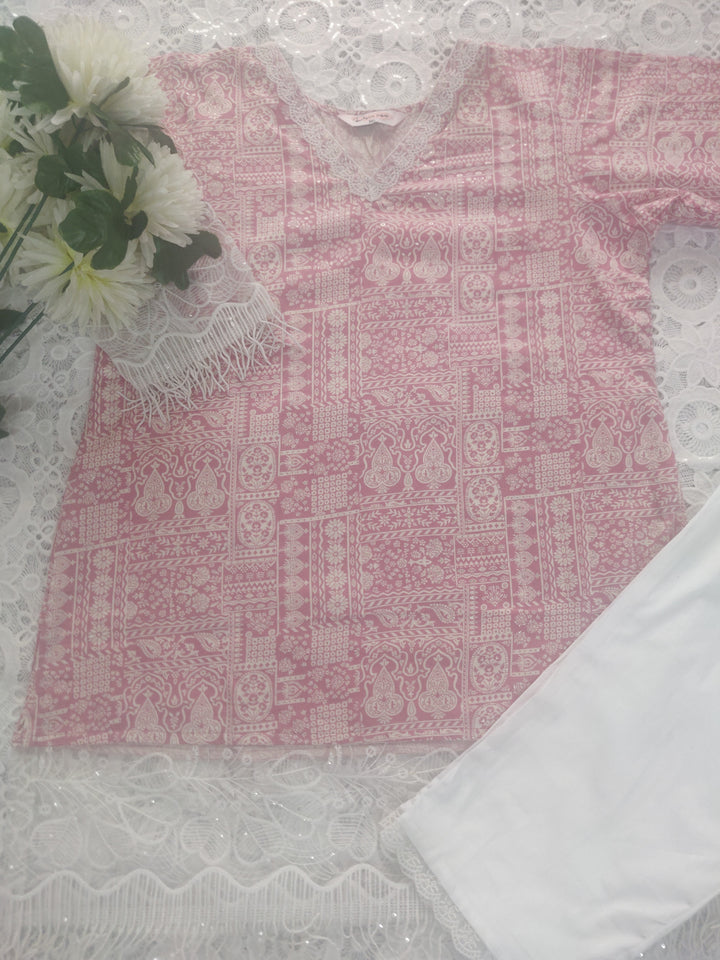Pink Printed Cotton Co-ord Set