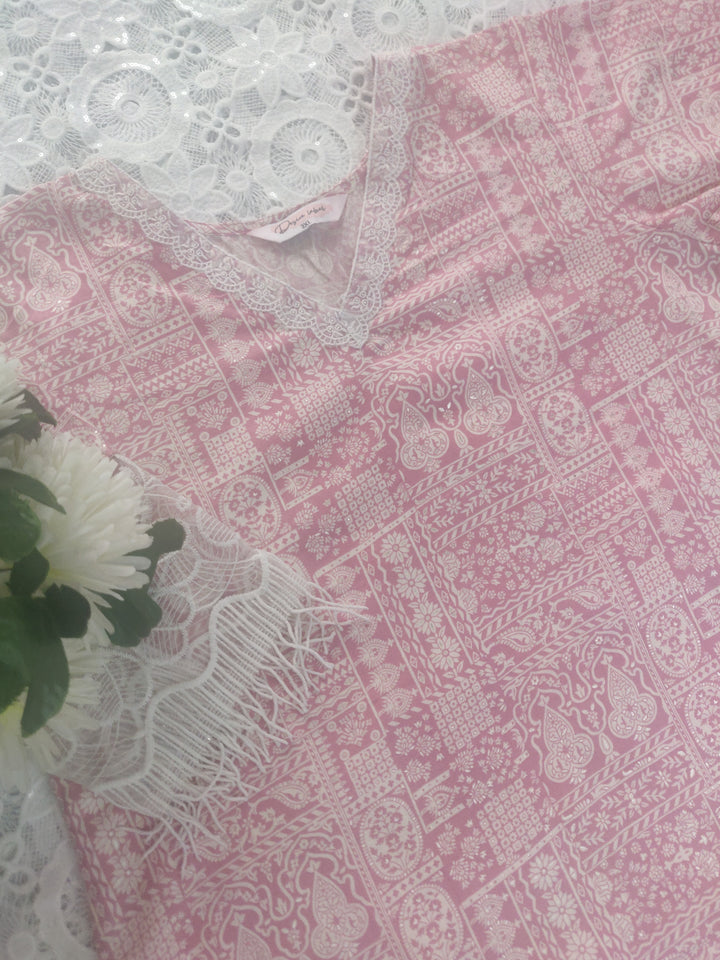 Pink Printed Cotton Co-ord Set