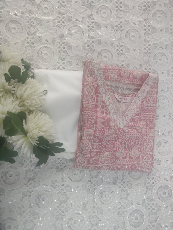 Pink Printed Cotton Co-ord Set