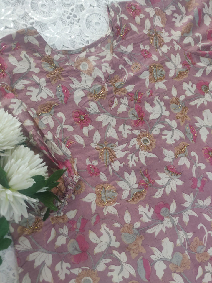 Mauve Printed Cotton Co-ord Set