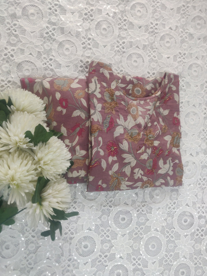 Mauve Printed Cotton Co-ord Set