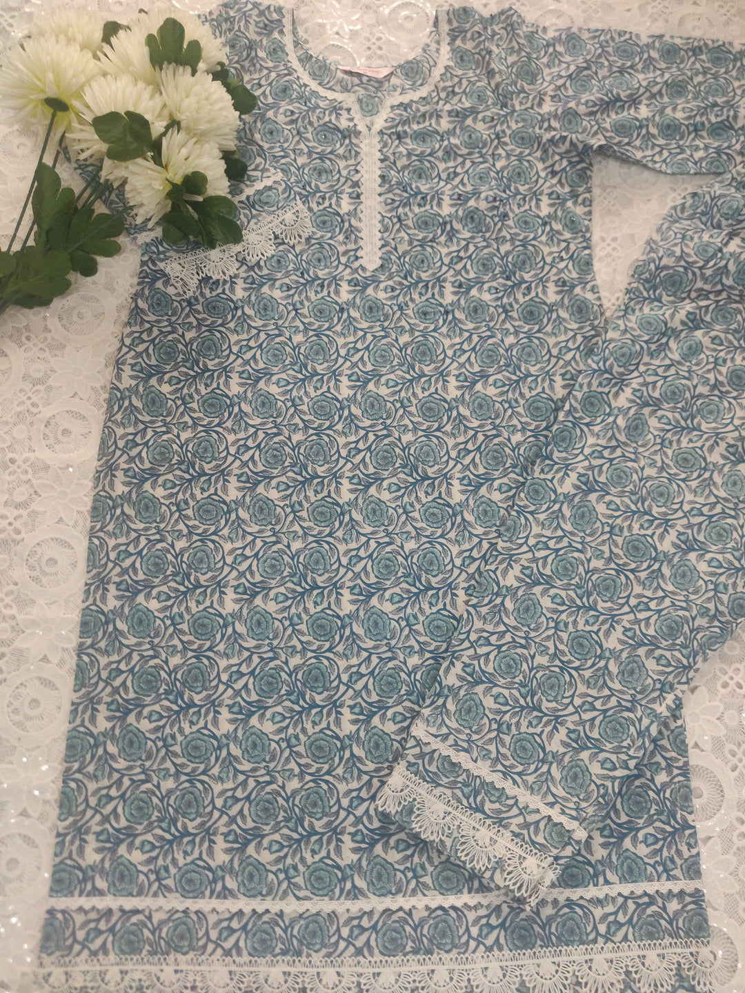 Blue Printed Cotton Set
