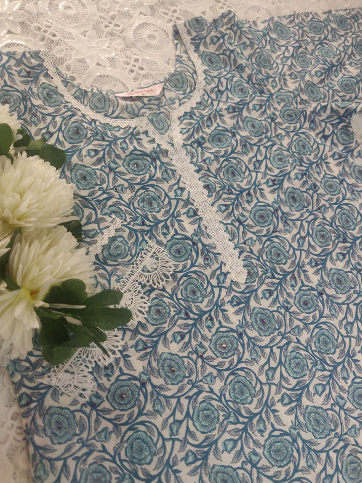 Blue Printed Cotton Set