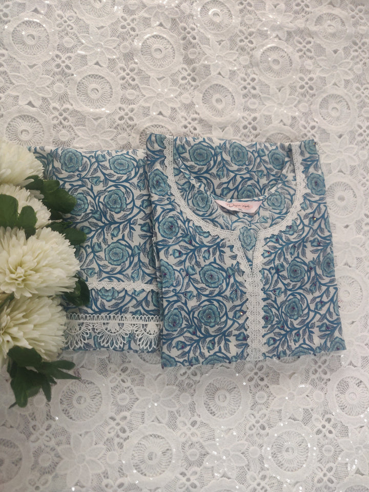 Blue Printed Cotton Set