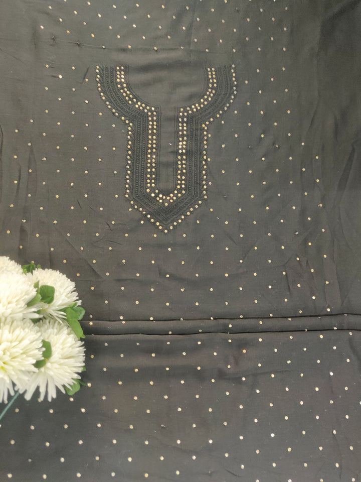 Black Chanderi Chikankari kurta Fabric
