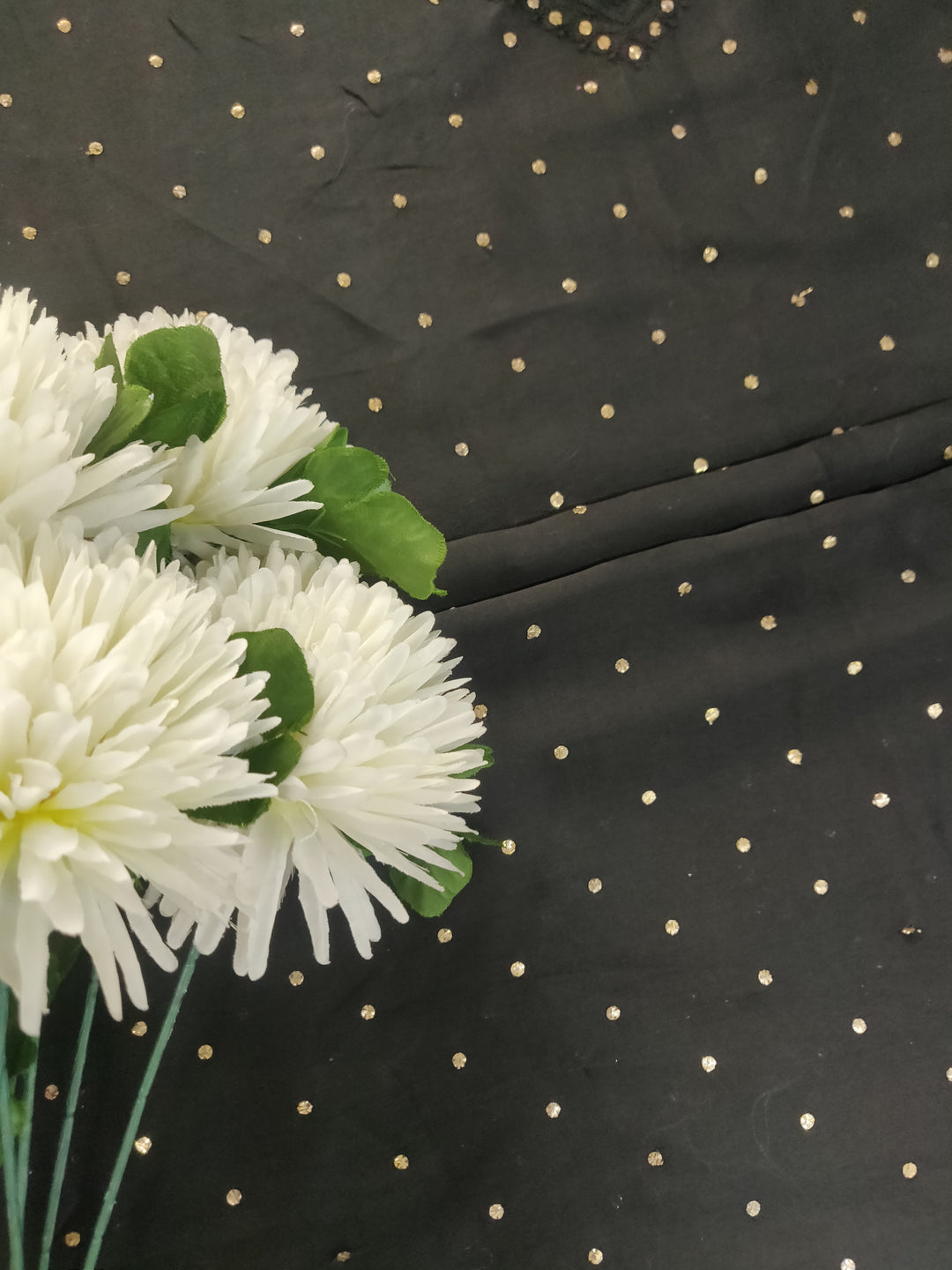 Black Chanderi Chikankari kurta Fabric