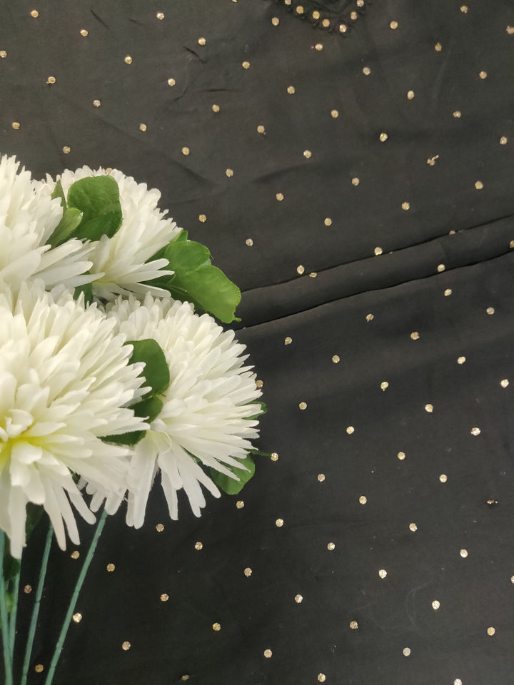 Black Chanderi Chikankari kurta Fabric