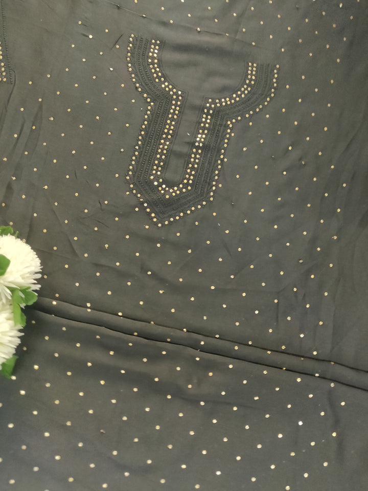Black Chanderi Chikankari kurta Fabric