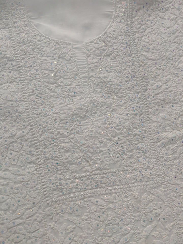 White Cotton Chikankari kurta Dupatta Fabric