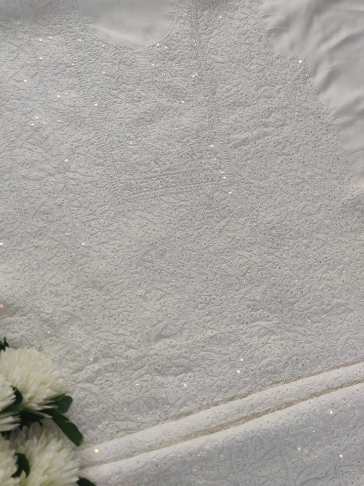 White Cotton Chikankari kurta Dupatta Fabric