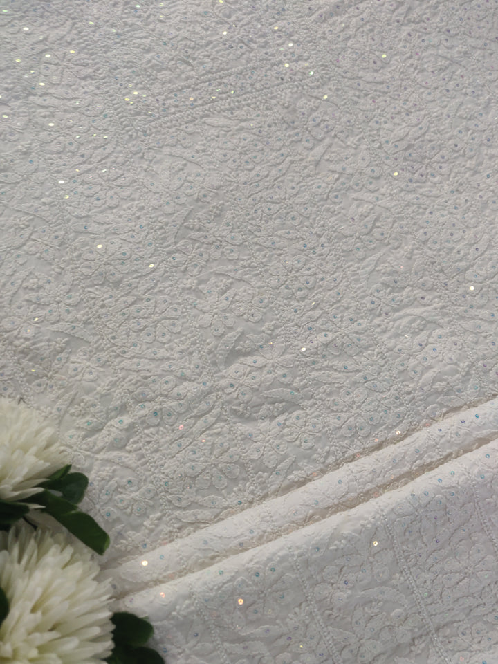 White Cotton Chikankari kurta Dupatta Fabric