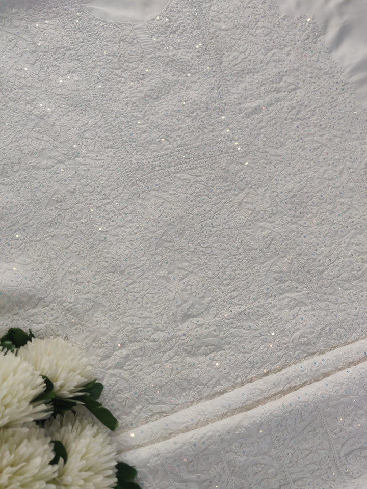 White Cotton Chikankari kurta Dupatta Fabric